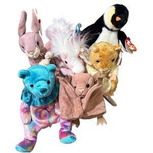 SOLD Ty Beanie Babies Plush Toy Collection - Pink, Blue, Black